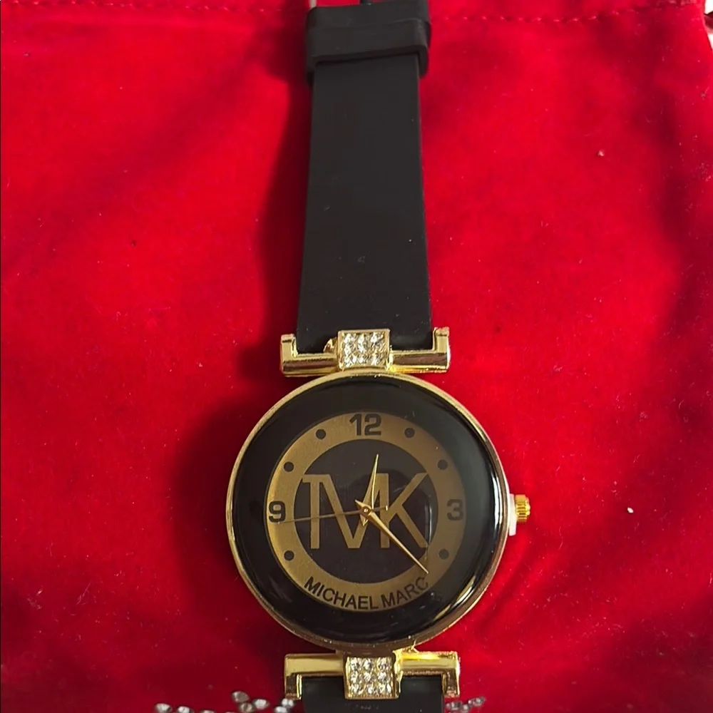 Michael Marc Black and Gold Watch